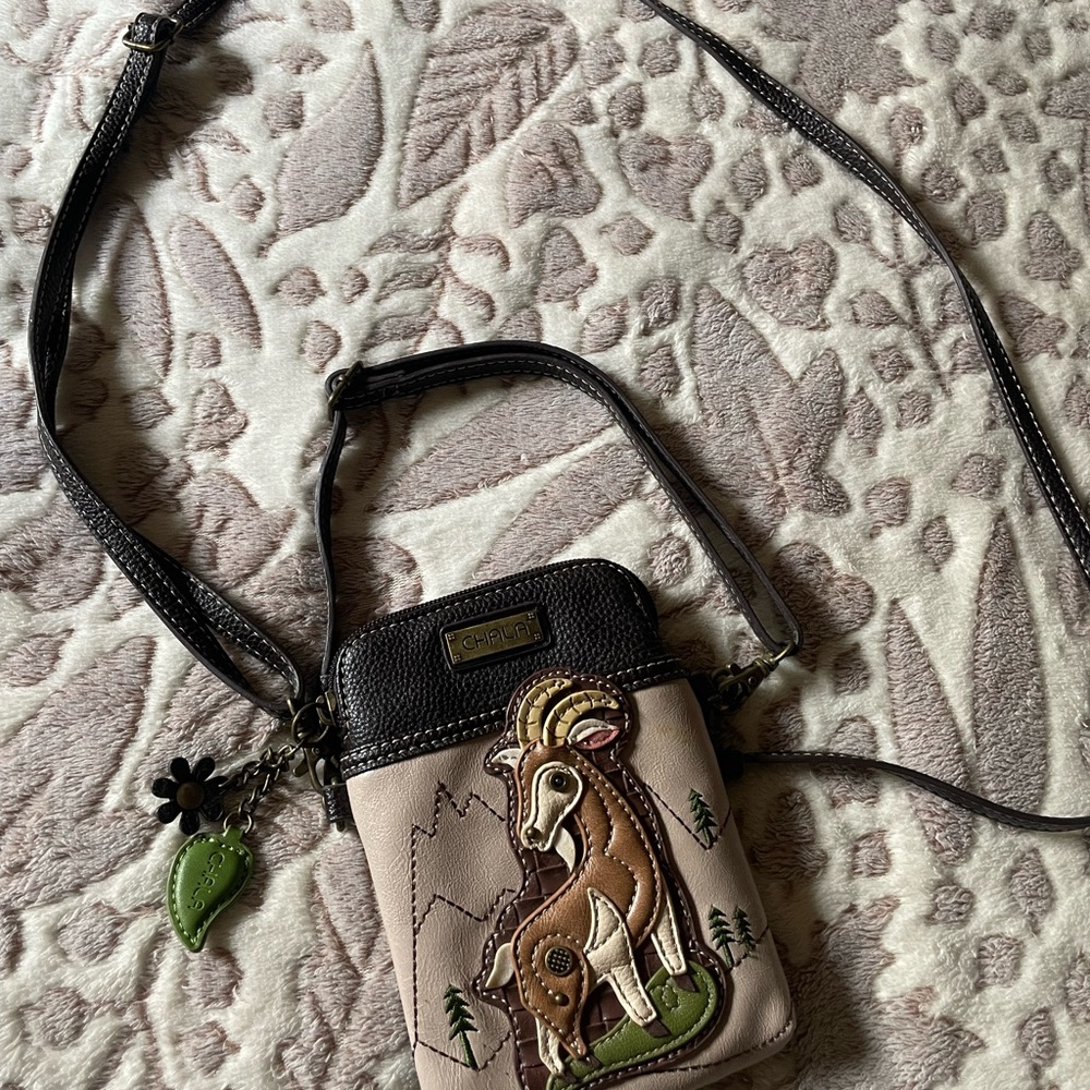 Chala Brown Crossbody Bag with Animal Design